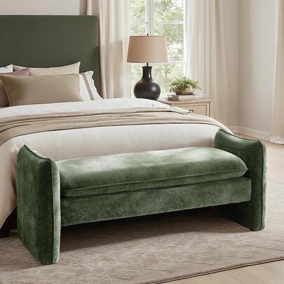 Elegante banco tapizado completamente modelo Valeria para sala de estar, dormitorio o entrada - Diseño elegante con tela suave, perfecto para la decoración del hogar, solución de asiento versátil para reuniones festivas, ambiente acogedor y estética moderna - Ideal para agregar comodidad y encanto a cualquier espacio, mejore su interior con esta pieza de mobiliario elegante