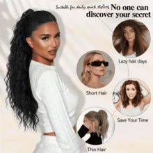 Long Wavy Synthetic Ponytail Hair Extensions, Clip-In Ponytail Hair Piece For Women - Multicolor - View 10