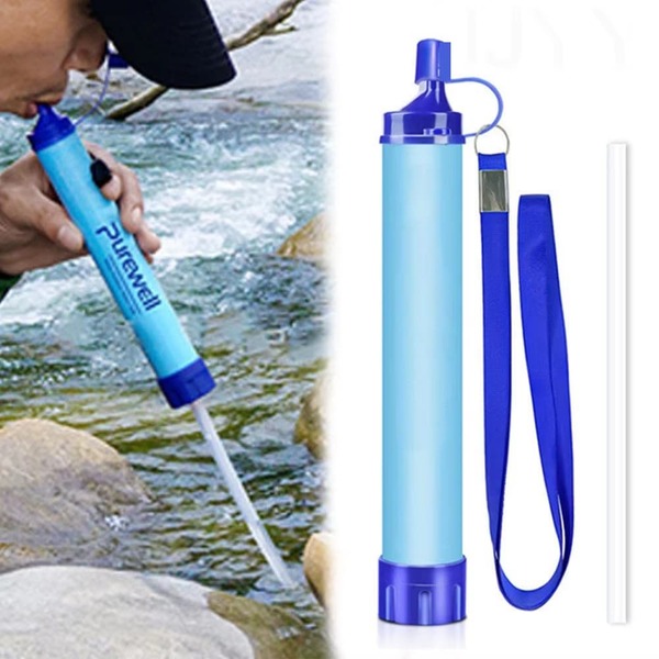 Filtro de agua mini portátil para acampada, purificador de agua portátil para senderismo, suministros de supervivencia o emergencia