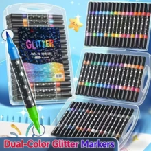 24-96 Color Flashing Soft Pen, Double Headed Dual Color Children's Student Color Pen, Acrylic Fluorescent Drawing Pen, Hand Stackable Color - Multicolor - View 17