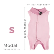 PETCHIC 1件装柔软轻薄猫咪绝育手术服，透气猫咪术后恢复服，防舔舐伊丽莎白圈替代品及皮肤病背心（粉色/蓝色） - 彩色 - 查看 14