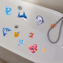 6pcs Cartoon Bathtub Stickers, Ocean Life Theme, Anti-Slip Matte Stickers, Cute Animal Decals, Suitable For Bathtub - Bathtub Stickers - View 4