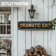 2D Flat Vintage Dramatic Exit Sign - Farmhouse Themed Wall Decor, Distressed Gold And Black Design, Suitable For Home, Bar, Office, Theater, Wall Art Decoration - Multicolor - View 5