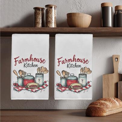 2 piezas Toallas de cocina con patrón de ilustración vintage de pastel, de material de microfibra suave de 40*60cm, adecuadas para el hogar, la cocina, el restaurante, el campamento al aire libre, la limpieza de la mesa, el lavado de platos, el secado de manos, regalo