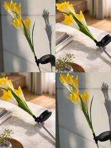 Decorative Solar LED Flower Lamp For Garden Patio Outdoor - Yellow - View 4