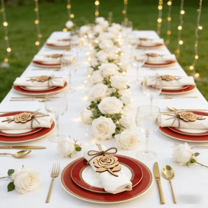 6/12/480개 나무 장미 모양 냅킨 링, 로맨틱 스타일, DIY 냅킨 홀더, 결혼식, 발렌타인 데이, 생일 파티, 가정 식탁 장식에 적합 (황마 로프 포함)