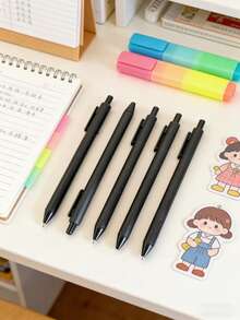 流畅快速中性笔，学生考试办公签名笔，0.5毫米黑色钢笔，按压式圆珠笔，书写流畅，学生文具办公签名笔 - A-黑色 - 查看 10