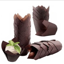 100/200 chiếc giấy lót bánh cupcake hình hoa tulip chống dầu mỡ, kích thước tiêu chuẩn, dùng để nướng bánh cupcake trong các dịp cưới hỏi, sinh nhật, kỷ niệm, tiệc tùng, Giáng sinh (Nâu, Màu tự nhiên, Trắng) - Xem 12