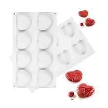 1/2pcs Heart-Shaped Mousse Silicone Cake Mold, Cake Baking Tool, Mousse Chocolate Mold, 3D Cake Tray Baking Pan - Multicolor - View 2