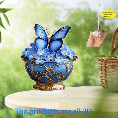 1pc Blue Butterfly Theme Acrylic Centerpiece Decor, Suitable For Holiday Room, Home, Garden, Cafe, Family Gathering, Unique Warm Gift For Mother, Best Housewarming Present, Enhances Home Aesthetics