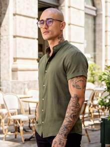 Men Shirts - 墨綠色 - 查看 2