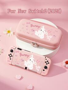 Nuevo Accesorios de la Consola de Juegos Switch2 (2025), Funda Protectora de Consola Switch con Diseño Lindo de Conejo y Corazón, Compatible con Switch2/Switch NS/Switch OLED/Lite, Accesorios para Switch2/Switch, Juego de Paquete Familiar, Bolsa de Almacenamiento, Base Acoplable, Funda Protectora de Switch, Mejor Regalo para Jugadores de Switch - multicolor - Ver 1