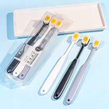4 peças/3 peças/2 peças Escovas de Dente Adulto em Cores Pastel, Cerdas Macias, Pacote Familiar, Cabeça Larga, Minimalista e Elegante - Multicolorido - Visão 3
