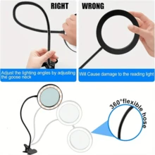 1pc 5x Magnifying Glass With Light And Clip, Flexible Gooseneck Tube, Clip On Desk Lamp, Adjustable Lighting Magnifying Glass, 10 Levels Of Brightness And 3 Color Temperature Modes, Portable Desk Lamp, USB Power Supply, Suitable For Handicrafts, Painting, Sewing, Reading And Fine Work - USB - View 8
