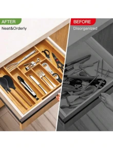 1pc Adjustable Bamboo Drawer Organizer,Retractable Knife And Fork Division Organizer Box,Drawer Type Tableware Storage Box,For Utensils And Silverware - Expandable Cutlery Tray For Kitchen, Bedroom, And Living Room1pc Adjustable Bamboo Drawer Organizer,Retractable Knife And Fork Division Organizer Box,Drawer Type Tableware Storage Box,For Utensils And Silverware - Expandable Cutlery Tray For Kitchen, Bedroom, And Living Room,Mothers Day Gift. - Màu vàng - Xem 5