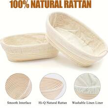 1pc Round/Oval Rattan Bread Proofing Basket With Liner, Sourdough Bread Baking Basket, Multi-Functional Kitchen Tool, Multiple Sizes Available, Handmade Bread Shaping Basket, Natural Rattan Material - View 4