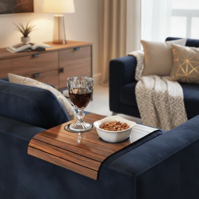 Bandejas Esteiras para Braço Sofá Porta Copos Amadeirado