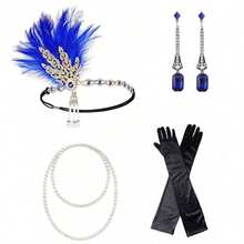 1920s Headpiece Flapper Set For Wedding/Party, Including Headband, Faux Pearl Necklace, Gloves, Retro Zinc Alloy Accessories Prom Halloween - Multicolor - View 56