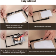 Gold Metal Frame Acrylic Floating Photo Holder, Modern Decorative Frame Gifts Birthday Graduation - Gold - View 5