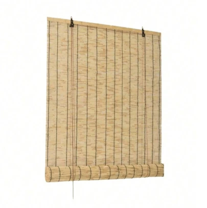 Kynley Estor enrollable efecto bambú,Persiana enrollable de Junco,Cortinas Opacas Transpirables Persiana Enrollable Para Ventanas,adecuadas para interiores y exteriores,variedad de medidas