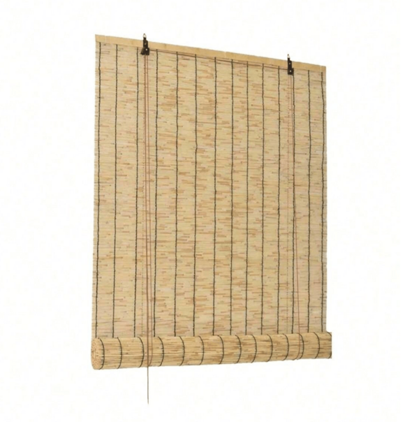 Kynley Estor enrollable efecto bambú,Persiana enrollable de Junco,Cortinas Opacas Transpirables Persiana Enrollable Para Ventanas,adecuadas para interiores y exteriores,variedad de medidas
