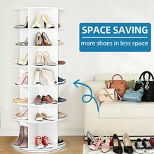 BorealBear 1 Pc Of Heavy-Duty Display Shoe Rack, 7-Tier Rotating Storage Shoe Rack, Multi-Functional Storage Rack, Large-Capacity Shoe Cabinet, With Sturdy Reinforcement Of Buckles, Easy To Assemble, Suitable For Organizing And Storing Shoes And Handbags - 查看 3