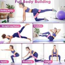 3条装弹力深蹲阻力带，提臀健身阻力带，瑜伽拉伸带，针织健身阻力带，臀部训练带，瑜伽阻力带 - 彩色 - 查看 4