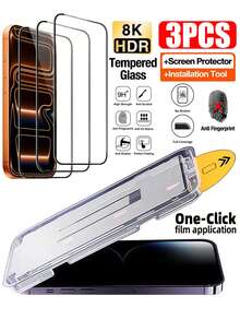 Protector de pantalla mate para teléfono, 3 piezas de protector de pantalla de vidrio templado, incluye kit de instalación con alineación automática, compatible con iPhone 17 E/17 Pro Max/17 Air/16 Pro Max/16 Pro/16 Plus/16E/16/15 Pro Max/15 Pro/14 Pro/13, protección de pantalla completa. Textura mate suave, accesorio para teléfono antihuellas, antirayones y antichoque, instalación a prueba de polvo con un solo clic, esencial para el uso diario en la oficina. Protector de pantalla de regalo de primavera - 3 piezas - Ver 8