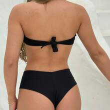 Women's Cleo Bikini Top, Hot Pants, High Waist, Sexy Summer Comfortable Beachwear - màu đen - Xem 3