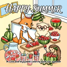 GDTME 1 "Cute Summer" Adult Coloring Book - Warm And Comfortable Design, Summer Elements: Delicious Watermelon, Happy Picnic, Beach Vacation, Relax Body And Mind, Birthday Gift, Back To School Gift, Easter Gift, Mother's Day Gift, Coloring Book, Office Supplies, Learning Supplies - TL-446 - View 1