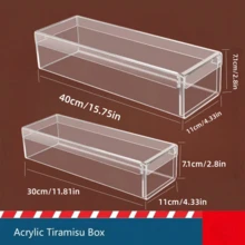 1 st transparent akrylform för tiramisu med lock, avtagbar rektangulär cheesecakeform, fyrkantig tårtdisplaylåda för mousse, tårtfat - Vitt - Visa 2