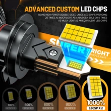 HYNBYZJ 2个H7 LED大灯灯泡，380000流明，兼容H1、H4、H11、9005、HB3、9006、HB4等型号，超亮6铜管LED大灯灯泡，12V/24V - A - 查看 2