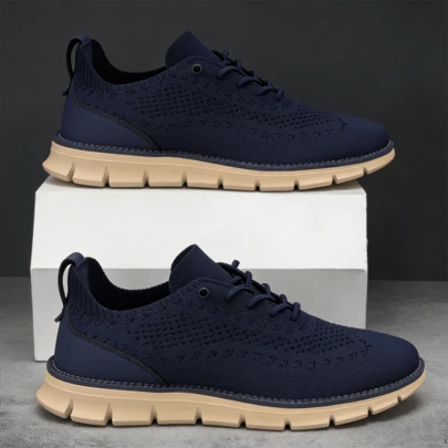 Men's New Lightweight Breathable Mesh Sneakers, Blue Fashionable Casual Shoes, Comfortable Plus Size Men's Loafers