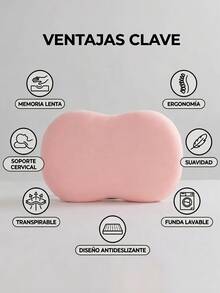 Almohada Memory Foam, Almohada Ergonómica Color Rosa, Material de Espuma Viscoelástica de Alta Calidad, No Aprieta Las Orejas/cara, Sensación de Nube, Fácil de Limpiar, Almacenamiento Práctico, Ideal para Estudiantes Trabajadores. - Rosa - Ver 1