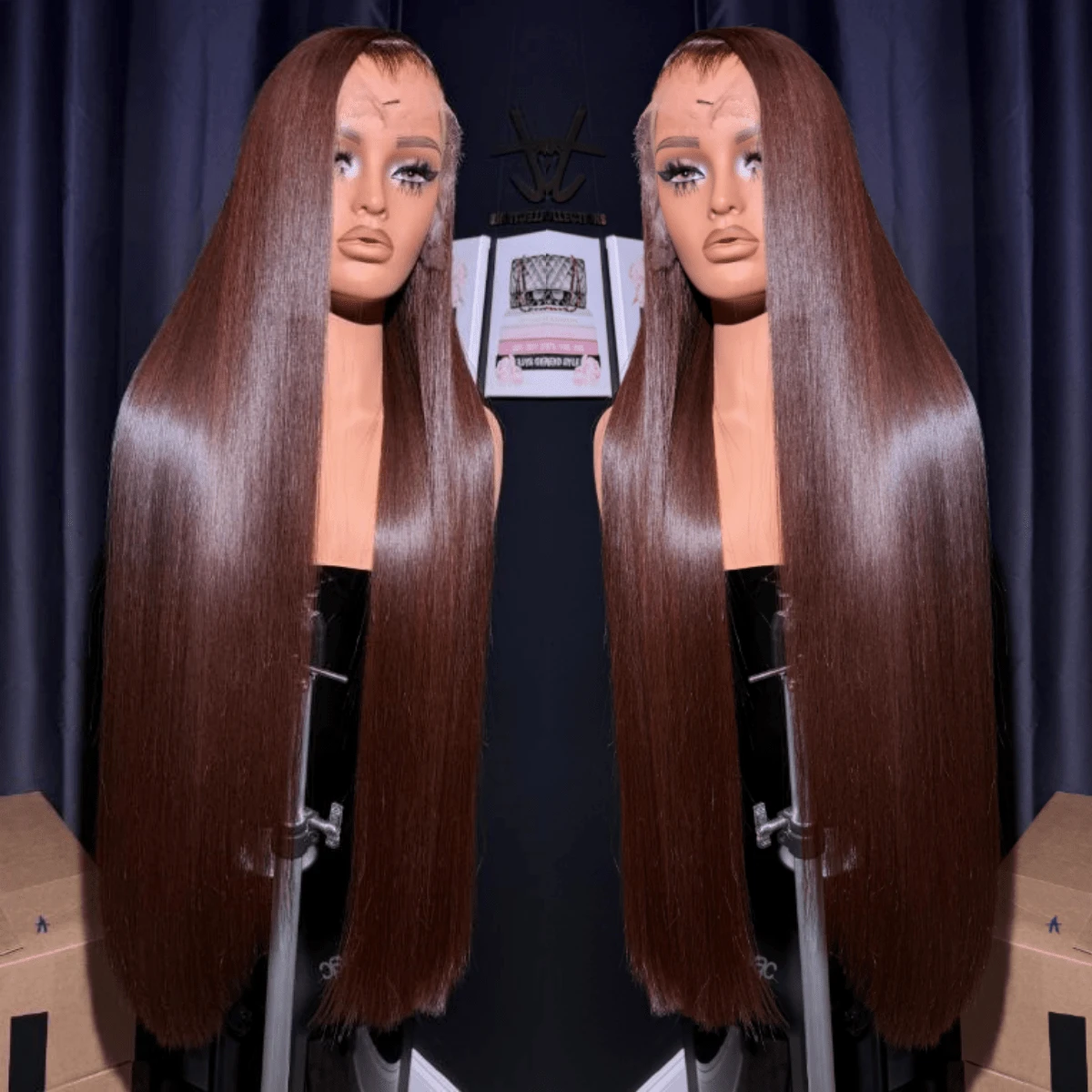 Chocolate Brown Bone Straight 30 36 Inch 250 Density 13x6 Lace Front Brazilian HD 13x4 Pre Plucked Wig 4# Brown Glueless Human Hair Lace Frontal Wigs - S4 - Xem 1