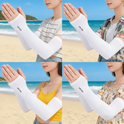 4 Pairs Unisex Cooling Arm Sleeves, Breathable Ice Silk Sun Protection Sleeves, Suitable For Outdoor Activities Like Cycling, Fishing, Football, Golf, Basketball, White Color