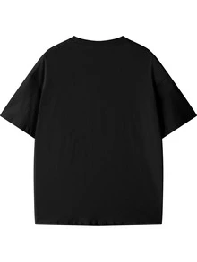 Women's Retro Airbrush Graphic Short Sleeve Tee Cute Knot Hem Top For Women Casual Girly Daily Summer Wear With Big Mama Heart Star Decor - Black - View 2