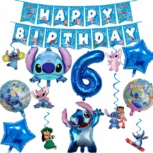 Hasbro 史迪奇主题生日派对装饰套装，彩带气球花环庆典装饰套装，适用于生日、节日、活动和派对 - 彩色 - 查看 8