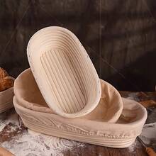 1pc Round/Oval Rattan Bread Proofing Basket With Liner, Sourdough Bread Baking Basket, Multi-Functional Kitchen Tool, Multiple Sizes Available, Handmade Bread Shaping Basket, Natural Rattan Material - View 3