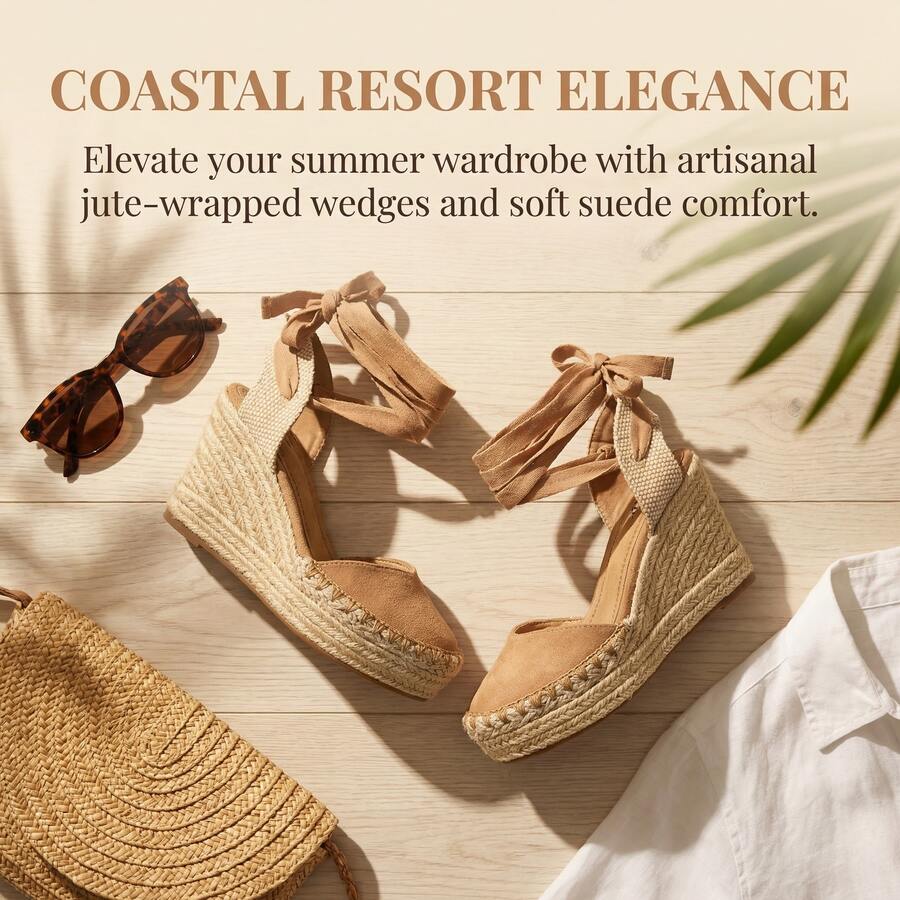 Versatile Summer Sandals Featured In A Stylish Lace-Up Design. Wear Them With Minimalist Bohemian Style, Beach Holiday Style, Or Workplace Casual Style. - Lạc đà - Xem 1