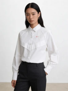 Nike Sportswear 長袖超寬鬆胸部V字形設計長袖襯衫 女款 帆白 - 帆船 - 查看 2