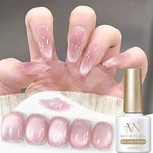 10毫升/瓶 2026新款粉裸色玻璃珠丝滑精致美白闪亮高密度优雅简约猫眼凝胶指甲油，夏季流行透明水晶猫眼指甲油，温和 - 彩色 - 查看 18