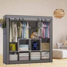 Folding Wardrobe Closet For Organizing Clothes With Zipper - 170X45X170 GRAY - View 2