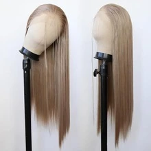 Honey Blonde Wig Long Straight Honey Blonde Brown Synthetic Lace Front Wigs Pre Plucked Natural Hairline For Light Brown Wig Heat Resistant Fiber Hair Daily Wear - Multicolor - View 4