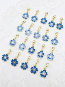 10Pcs Four‑Leaf Clover Fortune Keychain,Lucky Shamrock Charm Keyring.Perfect Gift For Graduation,Wedding,Various Ceremonies And Packaging Decorations. - Blue Cherry Blossoms - View 7