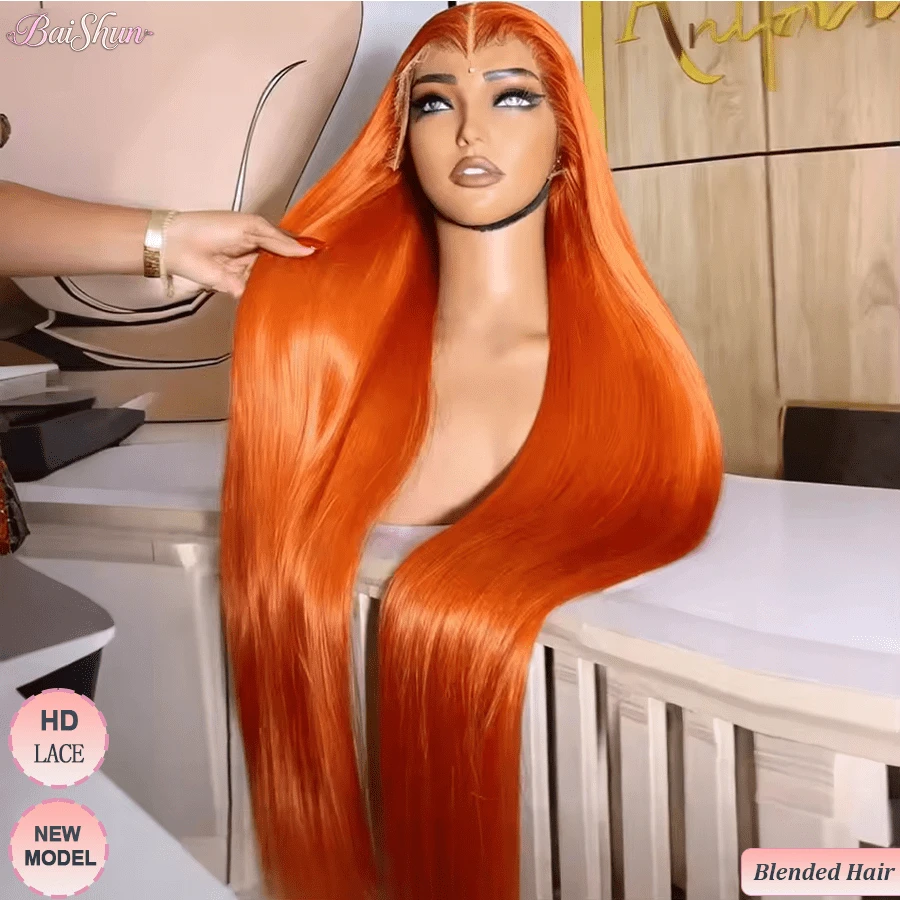 30 Inch HD Lace Closure Wig, 200% Density Brazilian Virgin Hair, 13x4 Straight Lace Front Wig, #350 Ginger Orange