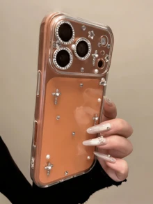 奢华闪亮钻石星月透明硬质PC手机壳，适用于 17 Pro Max、17 Pro、16、15、14、13、12 Pro Max、11，透明时尚防震后盖 - 十字架4 - 查看 5