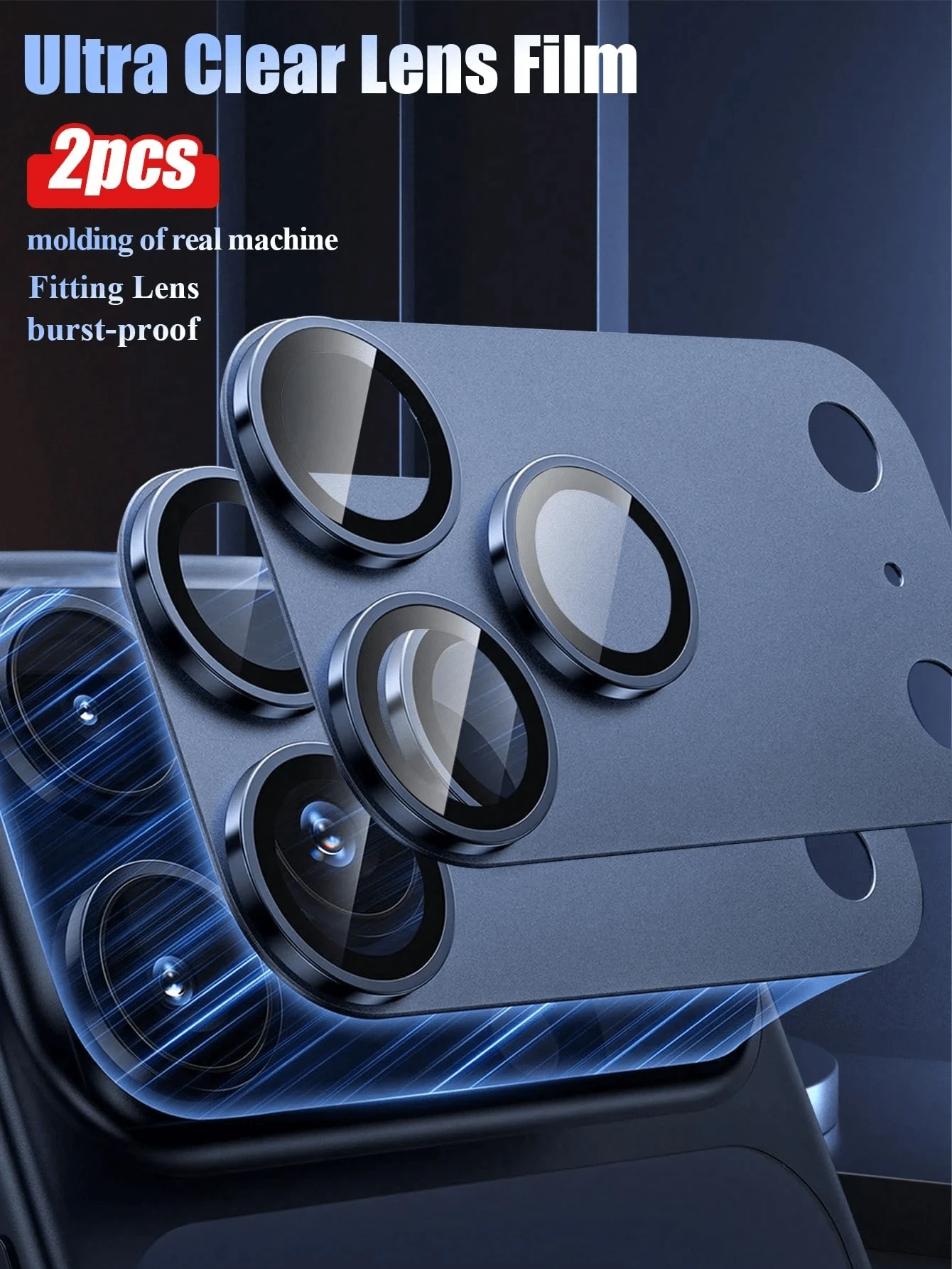 CASECOPS Blue Lens Protector Film 2pcs Camera Lens Protector Film Blue Original Color High Definition Quality Anti-Drop Anti-Scratch Compatible With Iphone 17 Pro/17 Pro Max Spring Gift - Blue - View 1