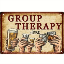 Panneau métallique vintage avec logo de bière - "Détente de groupe" Décoration murale rétro, convient pour un bar, un café ou la maison - Imperméable, résistant à la rouille, facile à nettoyer 12,0 pouces x 8,0 pouces - Décoration de bar Joyce!, Trous pré-percés comme indiqué dans la taille - Multicolore - Voir 1