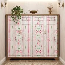 1卷44.5厘米宽自粘墙纸，粉色条纹蝴蝶花卉墙贴，可移除且易于粘贴，防水且易于清洁，适用于卧室、儿童房的DIY墙面装饰 - 櫻花序 - 查看 8